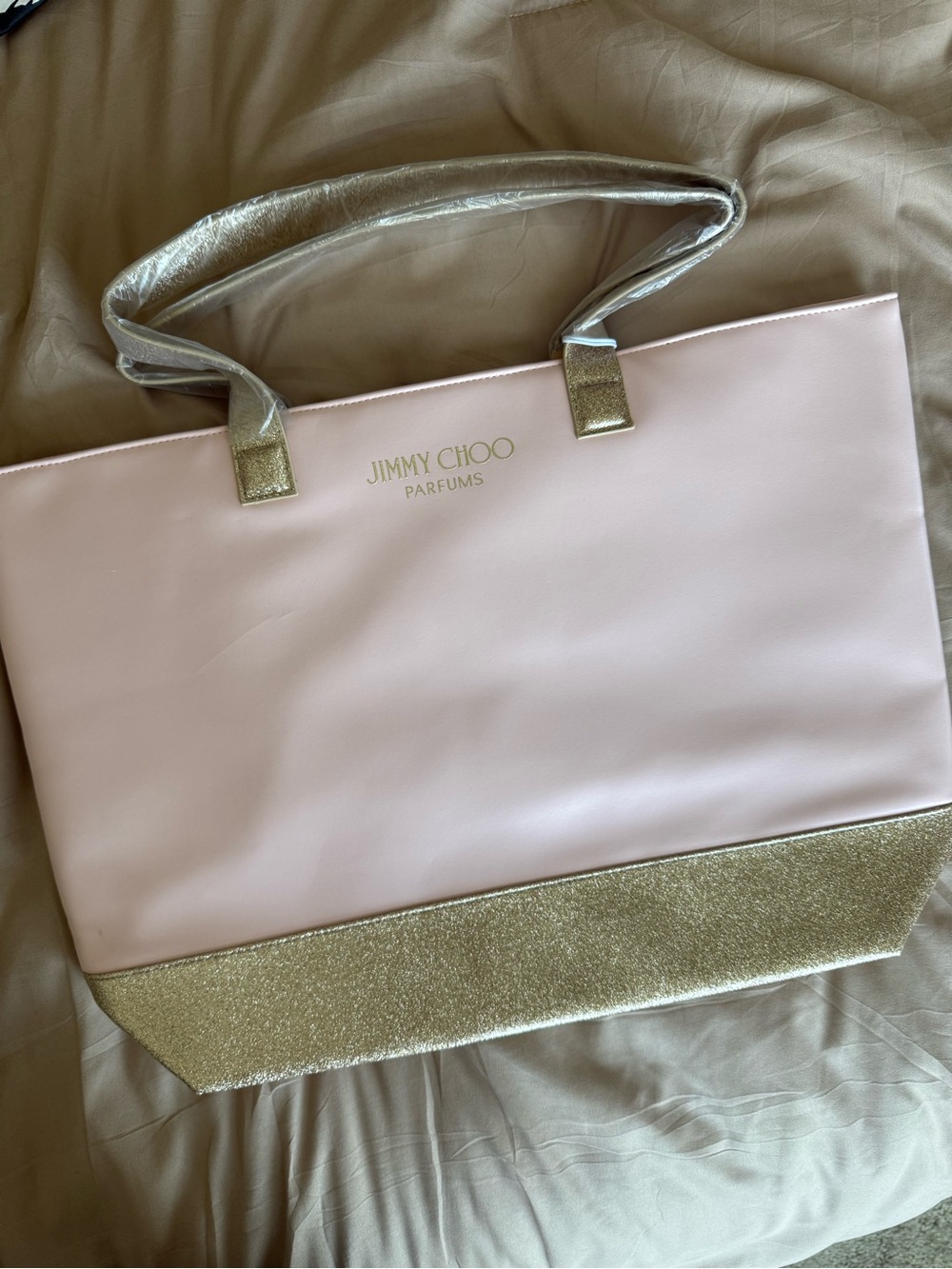 Jimmy Choo Pink Tote with Gold Accents